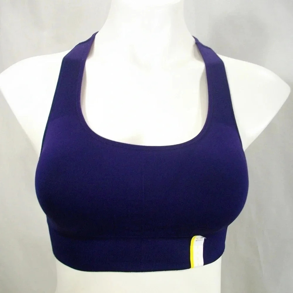 XS X-SMALL Champion N9169 9169 Wire Free Racerback Sports Bra Navy Blue NWT